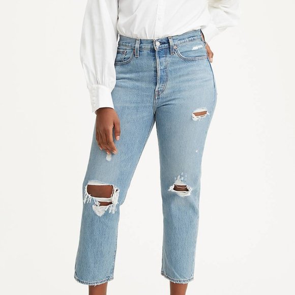 Levi's Denim - [Levi's] Wedgie Straight Distressed Button Fly Denim Jeans 29